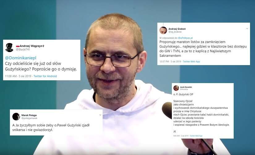 O. Paweł Gużyński OP; Komentarze z Twittera / autor: YouTube/Maskacjusz; Twitter