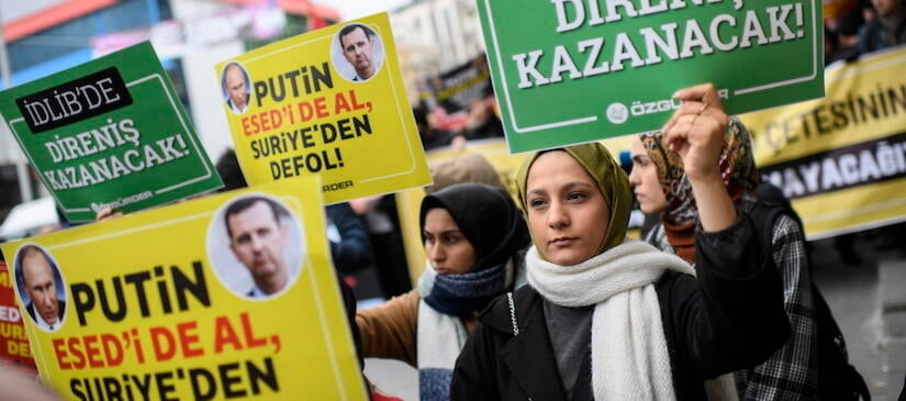 Протест у российского консульства в Стамбуле, 29 февраля 2020 года 