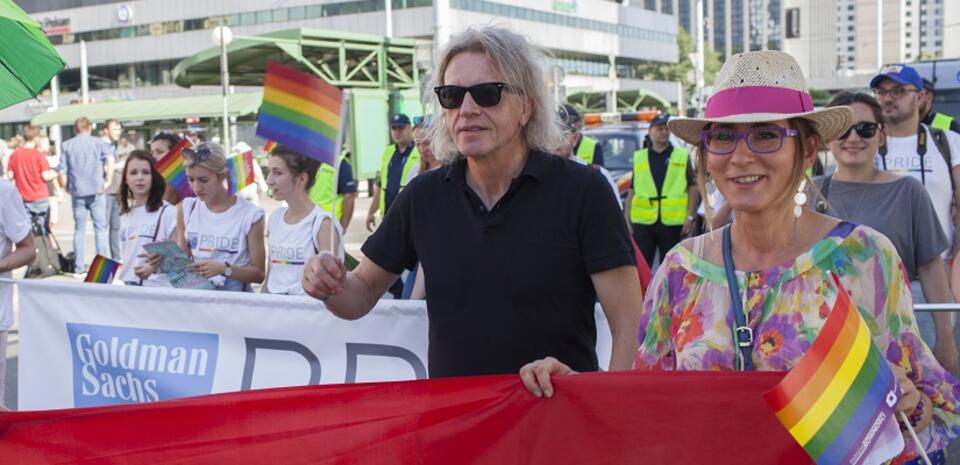 Krzysztof Mieszkowski na paradzie LGBT w Warszawie / autor: Fratria/Andrzej Wiktor