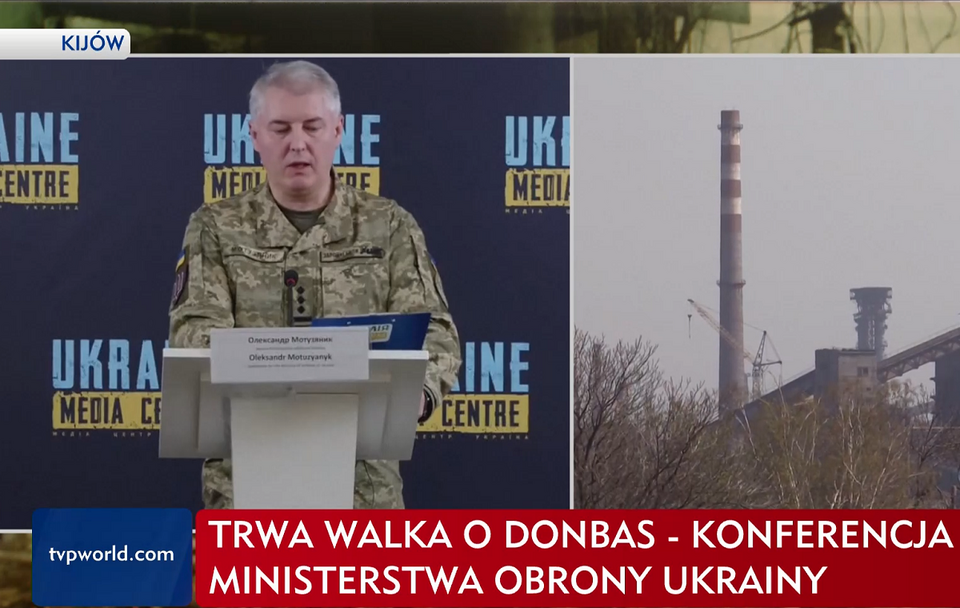 Przedstawiciel ukraińskiego resortu obrony na konferencji prasowej / autor: TVP Info