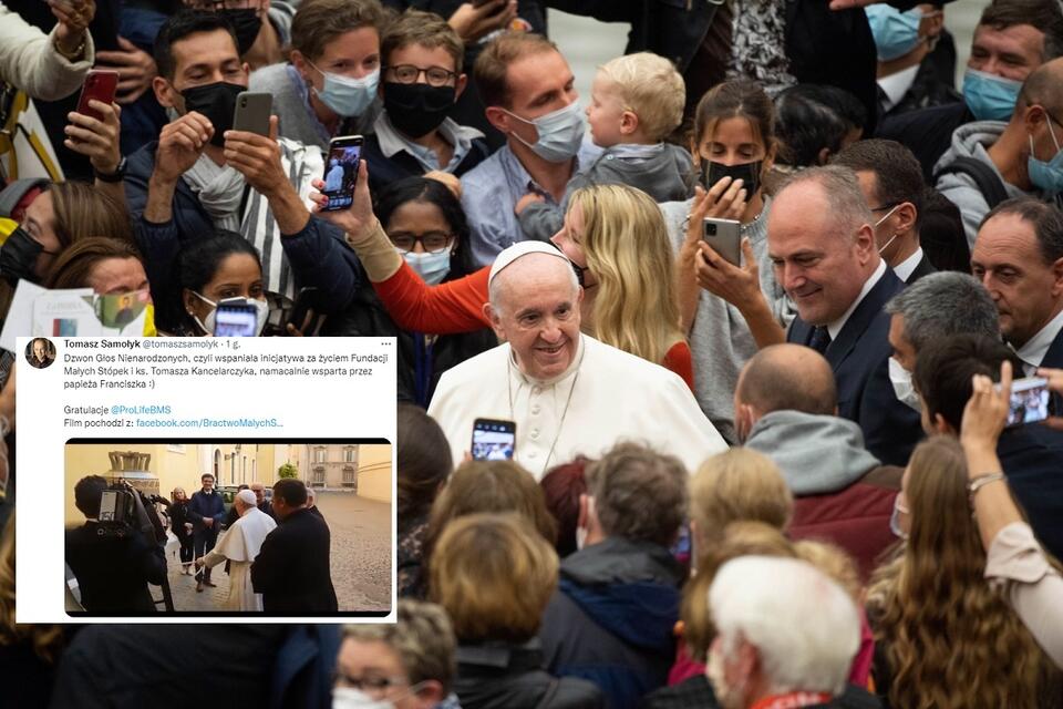 Papież Franciszek podczas audiencji generalnej / autor: PAP/EPA; Twitter