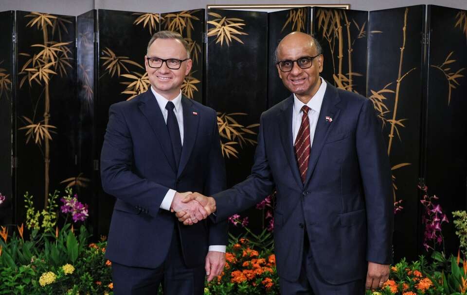 Andrzej Duda, Tharman Shanmugaratnam / autor: PAP/Paweł Supernak