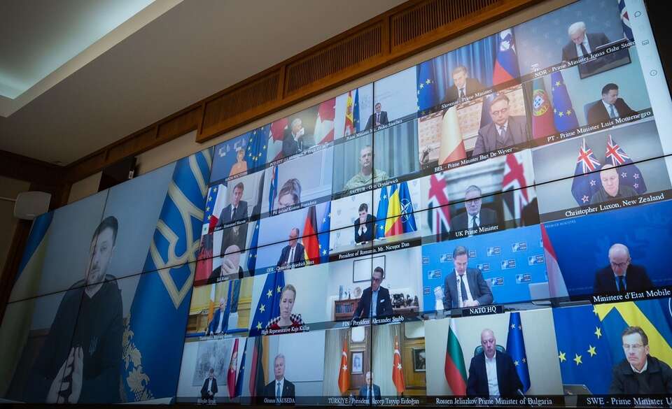 zdjęcie udostępnione przez prezydenta Ukrainy w serwisie X z wideokonferencji tzw. koalicji chętnych / autor: X/Volodymyr Zelenskyy / Володимир Зеленський