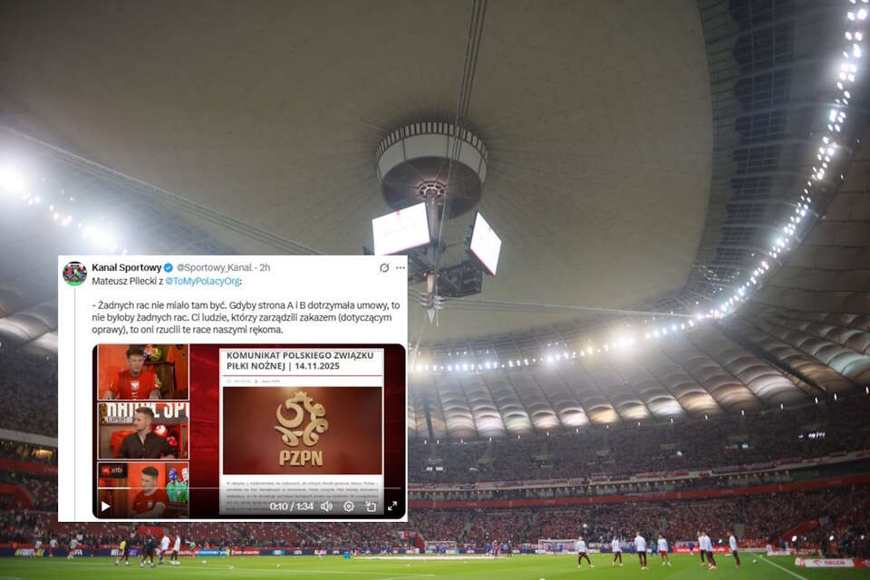 Stadion Narodowy przed meczem Polska vs. Holandia/Wpis Kanału Sportowego (screen z X) / autor: PAP/Leszek Szymański/X-Kanał Sportowy (screen)