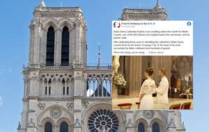 W katedrze Notre Dame odbył się wyjątkowy ślub Martina Lorentza, jednego z 500 rzemieślników, którzy pomogli w odnowieniu zabytku, / autor: APK, CC BY-SA 4.0 <https://creativecommons.org/licenses/by-sa/4.0>, via Wikimedia Commons /// Facebook/franceintheus