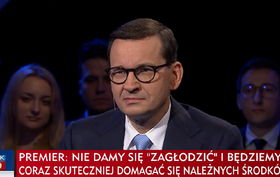 Premier Mateusz Morawiecki w programie Strefa Starcia / autor: TVP Info