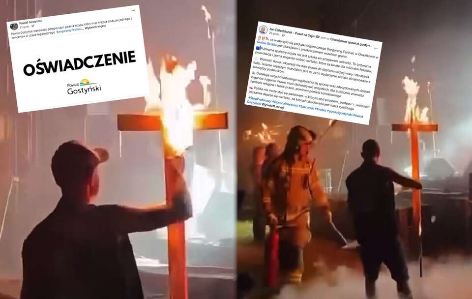 Podpalili krzyż na koncercie! "Ordynarna prowokacja"