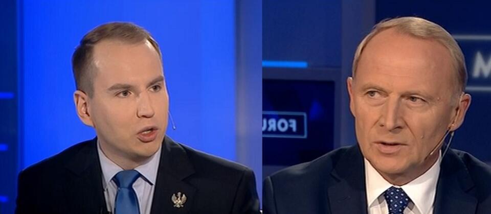 Adam Andruszkiewicz (WiS), Czesław Mroczek (PO) / autor: wPolityce.pl/TVP Info