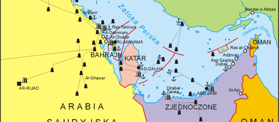 fragment mapy Zatoki Perskiej / autor: wikipedia