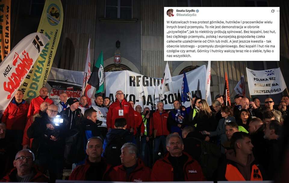 Beata Szydło podkreśliła, że  bez hut, bez ciężkiego przemysłu, polską i europejską gospodarkę czeka całkowite uzależnienie od Chin lub Indii. / autor: PAP/Jarek Praszkiewicz