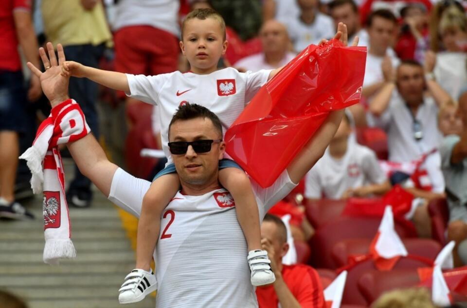Kibice reprezentacji Polski podczas meczu eliminacyjnego grupy G piłkarskich mistrzostw Europy z Izraelem / autor: PAP/Piotr Nowak