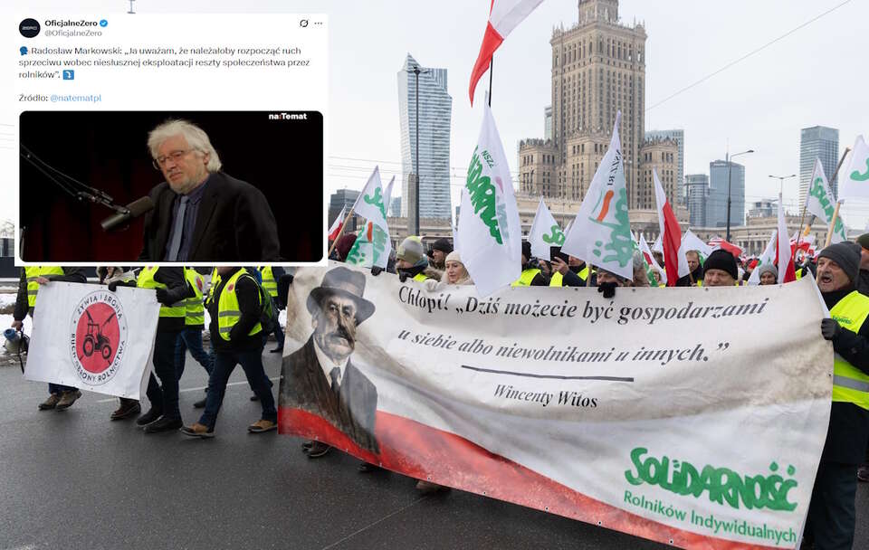 Prof. Radosław Markowski uderza w rolników i próbuje ich zohydzić w czasie audycji na kanale naTemat.  / autor: Fratria/X