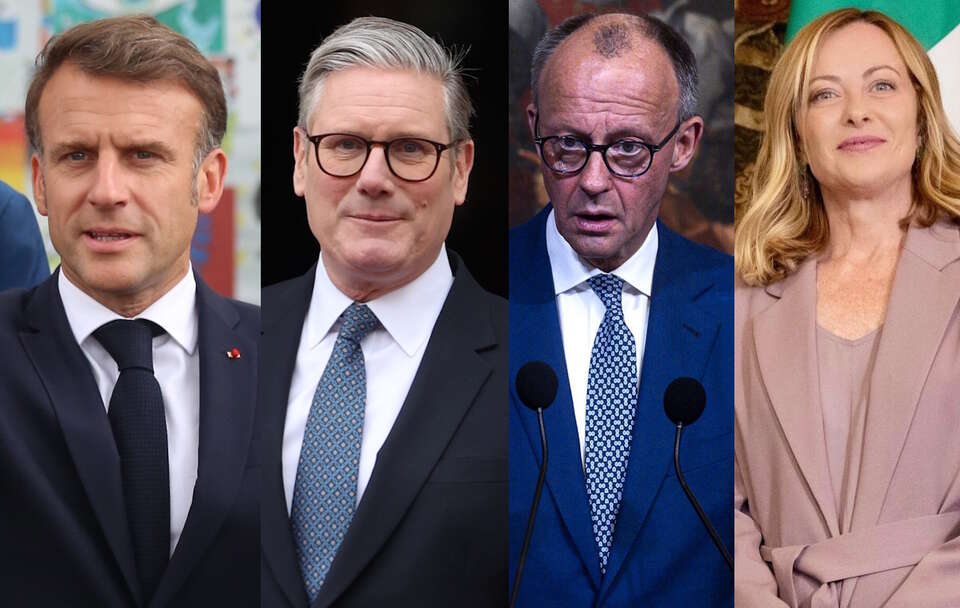 Emmanuel Macron, Keir Starmer, Friedrich Merz, Giorgia Meloni / autor: PAP/EPA/FILIPPO ATTILI / CHIGI PALACE PRESS OFFICE / HANDOUT/PAP/EPA/ANGELO CARCONI/PAP/EPA/NEIL HALL / POOL/PAP/EPA/MALTON DIBRA