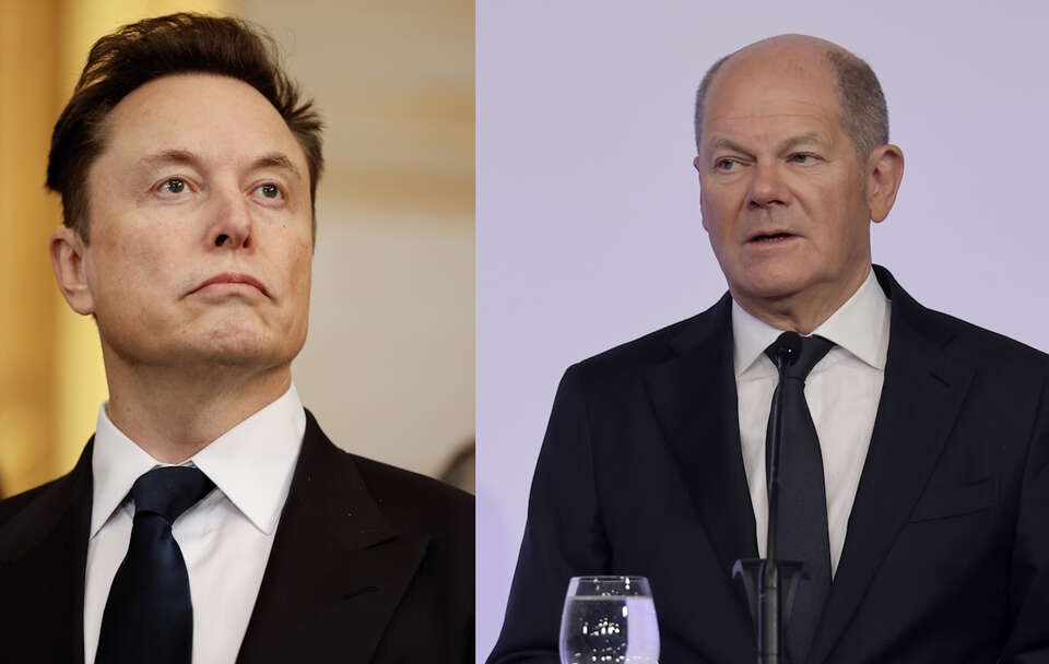 Elon Musk, Olaf Scholz / autor: PAP/EPA/Chip Somodevilla / POOL/PAP/EPA/RONALD WITTEK