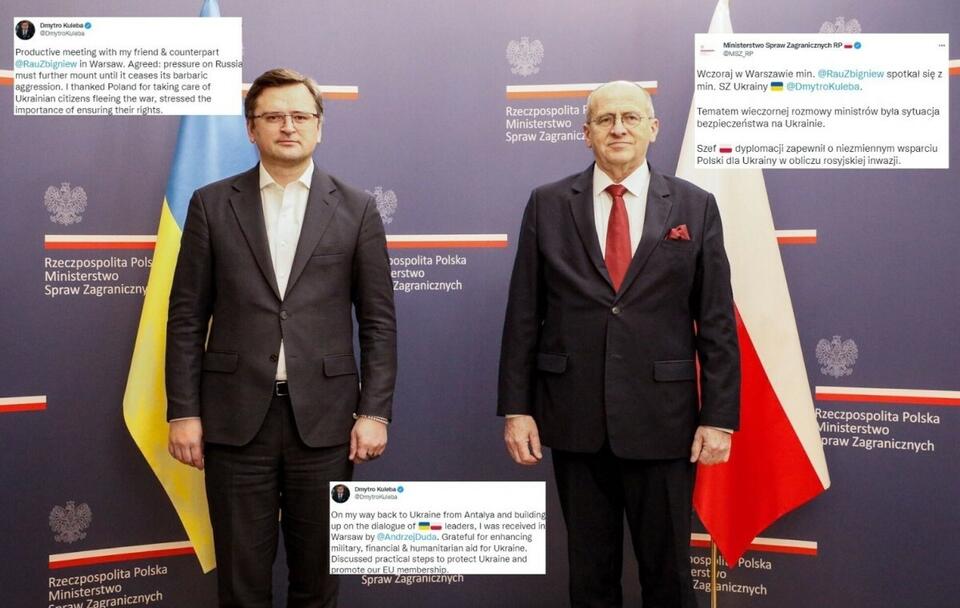 Szef MSZ Ukrainy po drodze z Turcji odwiedził Warszawę! / autor: Twitter/MSZ RP/Sebastian Indra; Twitter/Dmytro Kuleba (screeny)