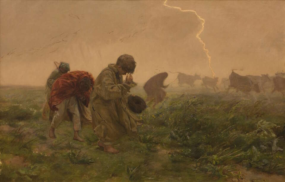 Burza, 1896, Muzeum Narodowe w Krakowie / autor: Obraz Józefa Chełmońskiego / Domena publiczna