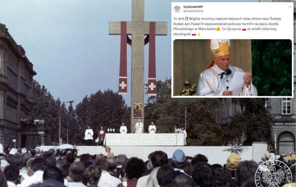 Wierni zgromadzeni na Mszy św. na placu Zwycięstwa w Warszawie. 2 VI 1979 r.  / autor: IPN Sygnatura: IPN Gd 1033/26