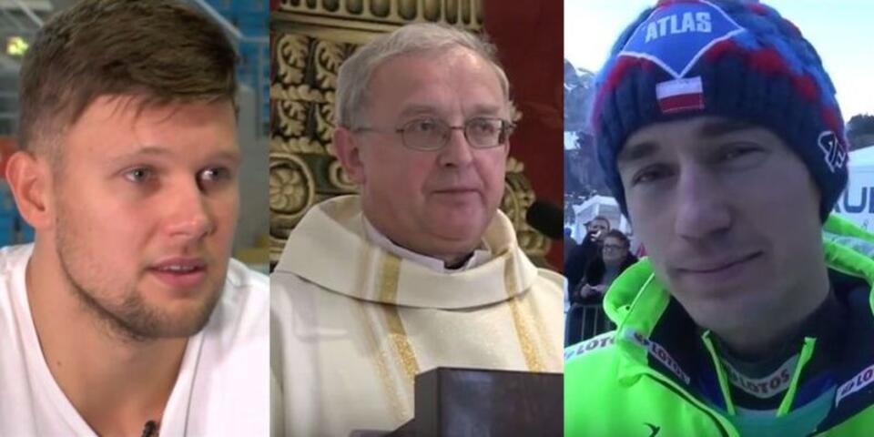 Kamil Syprzak, ks. Edward Pleń i Kamil Stoch. Fot. YouTube