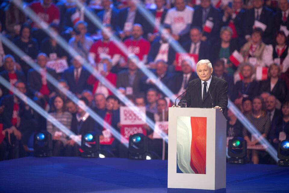 15.02.2020 Warszawa, Konwencja wyborcz PIS. Oficjalne poparcie kandydatury Andrzeja Dudy w wyborach prezydenckich. Przemawia Jarosław Kaczyński  / autor: Fot. Andrzej Wiktor
