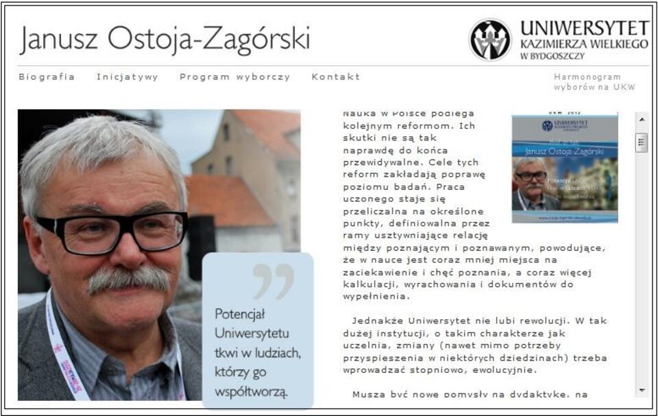 Strona Uniwersytetu Kazimierza Wielkiego w Bydgoszczy 