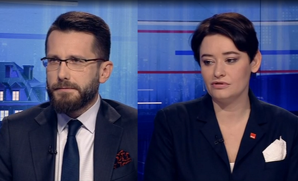 Radosław Fogiel (PiS) i Anna Maria Żukowska (SLD) / autor: TVP Info