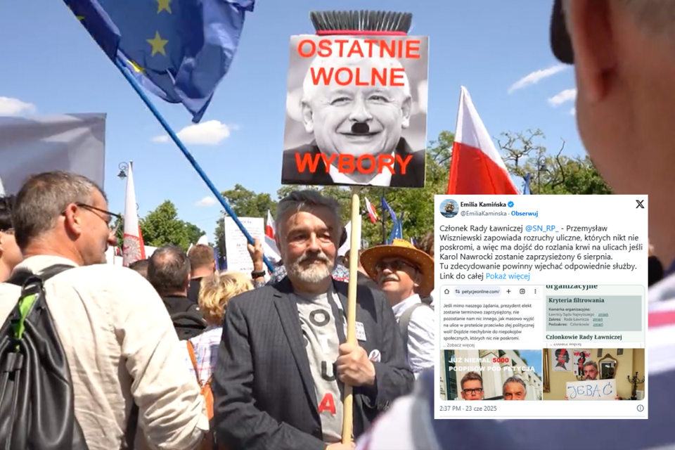 Przemysław Wiszniewski podczas "Marszu 4 czerwca" 2023 roku / autor: Telewizja wPolsce24, X/Emilia Kamińska