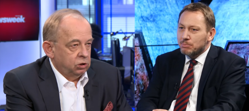 Prof. Wojciech Sadurski i prof. Jacek Majchrowski / autor: YouTube: Tomasz Lis. YouTube: Rzeczpospolita TV