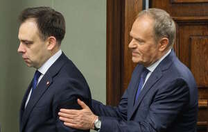 Na zdjęciu Donald Tusk i Andrzej Domański / autor: PAP/Paweł Supernak