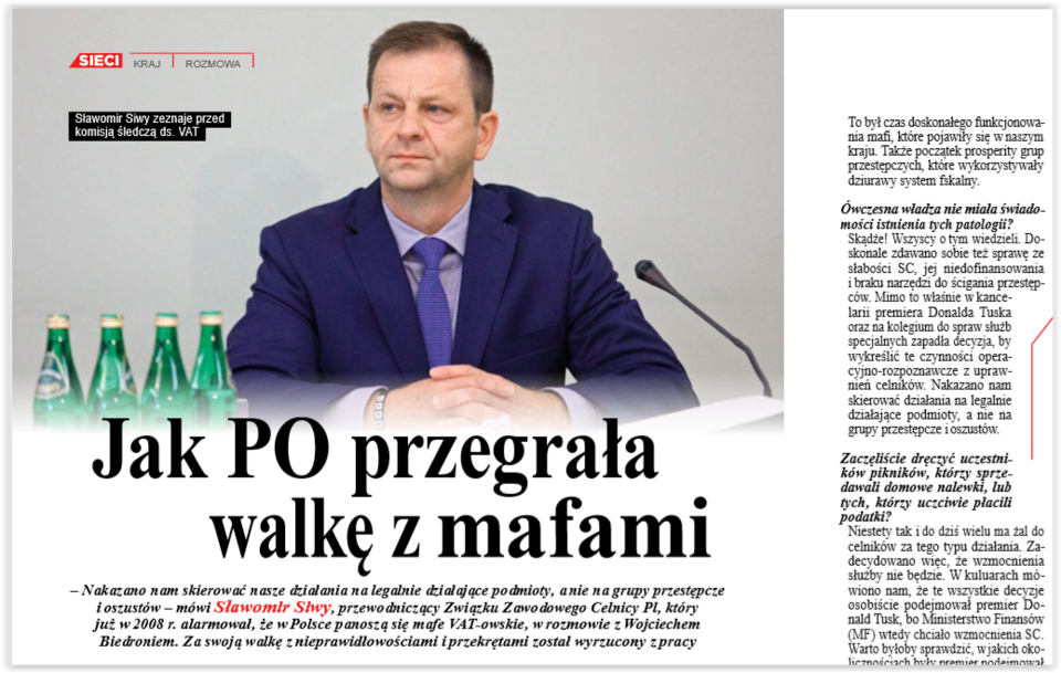 Sławomir Siwy - a piece of article in weekly Sieci / autor: wPolityce.pl