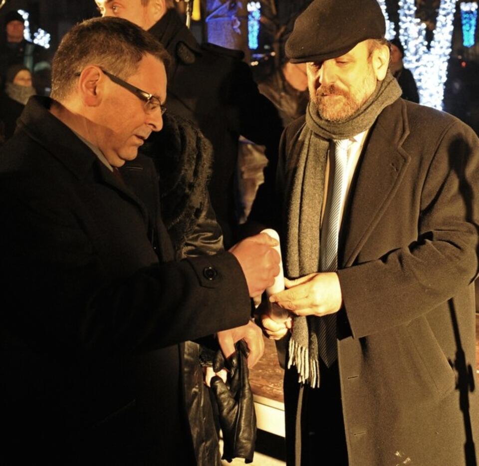 Włodzimierz Paszyńśki i Michael Schudrich. Fot.. PAP / Andrzej Hrechorowicz