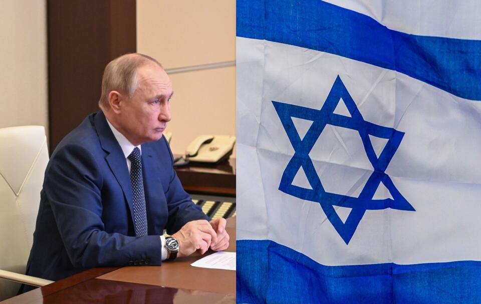 Władimir Putin, flaga Izraela / autor: PAP/EPA/ANDREY GORSHKOV / SPUTNIK / KREMLIN POOL; Fratria