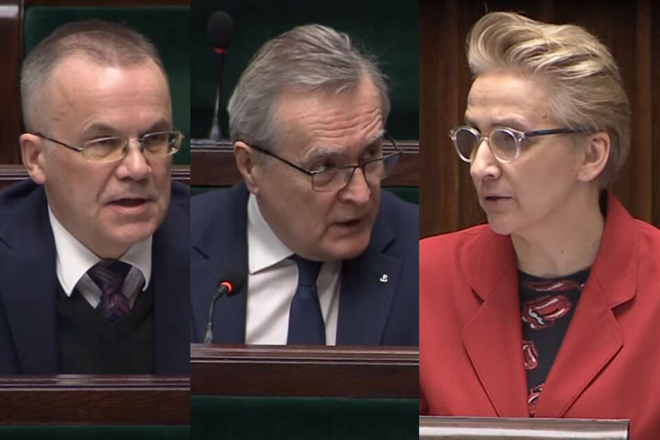 Joanna Scheuring-Wielgus, Jarosław Sellin, Piotr Gliński  / autor: Screenshot Sejm RP YouTube 