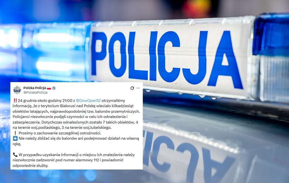 Policja podała, że do tej pory odnalezionych zostało siedem najprawdopodobniej tzw. balonów przemytniczych / autor: Fratria