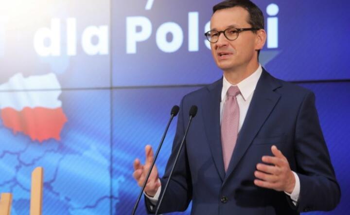 Premier Mateusz Morawiecki podczas konferencji prasowej w KPRM w Warszawie, 21 bm / autor: PAP/Wojciech Olkuśnik