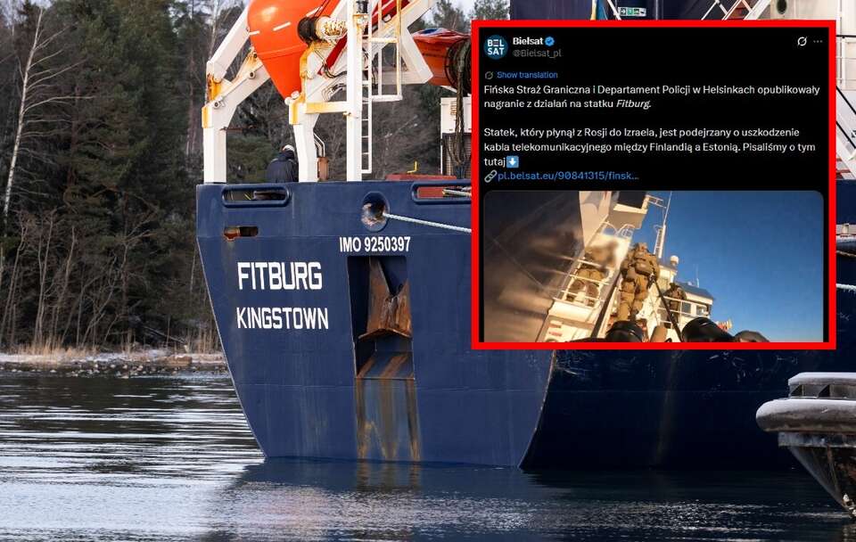 Fińskie służby publikują wideo z działań na Fitburgu / autor: PAP/EPA/Jussi Eskola/X