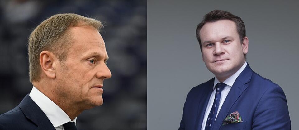 Donald Tusk, Dominik Tarczyński / autor: PAP/EPA; Fratria/A.Wiktor
