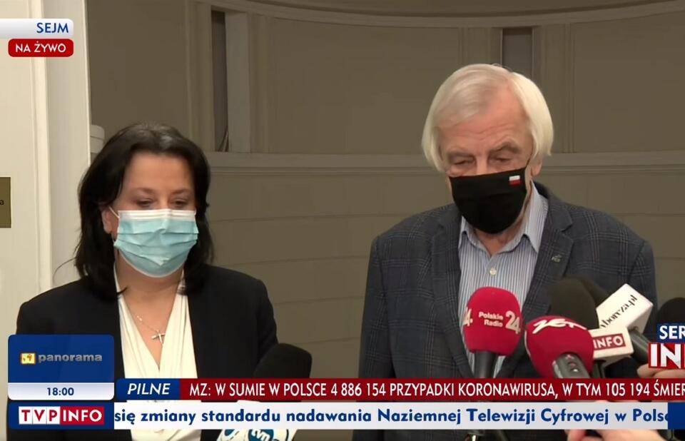 Konferencja Anity Czerwińskiej i Ryszarda Terleckiego / autor: Screen: TVP Info