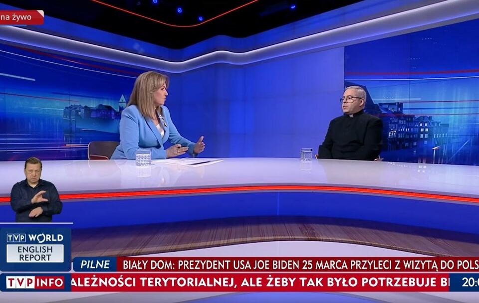 ks. dr Marcin Iżycki był gościem "Wiadomości" TVP / autor: wPolityce.pl/TVP Info