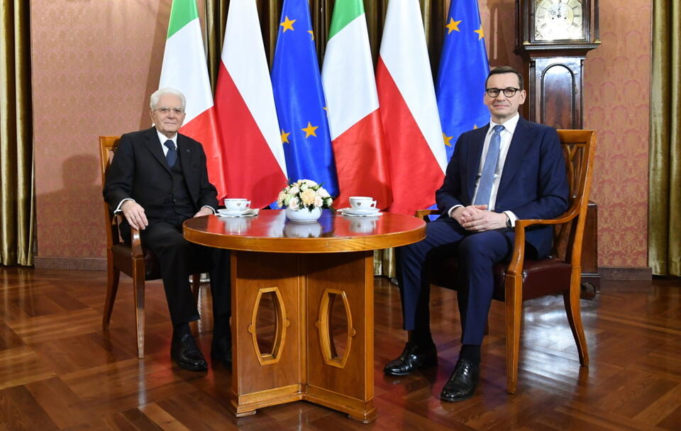 Prezydent Włoch Sergio Mattarella i premier Mateusz Morawiecki / autor: PAP/Andrzej Lange