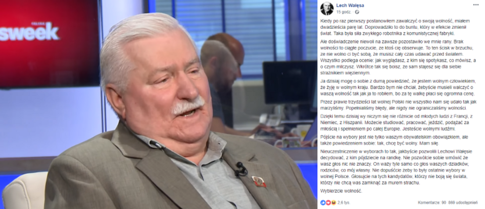 Lech Wałęsa / autor: YouTube: Tomasz Lis