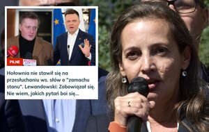 Przewodnicząca KRS sędzia Dagmara Pawełczyk-Woicka mówi o niestawieniu się Szymona Hołowni na przesłuchaniu  / autor: Fratria