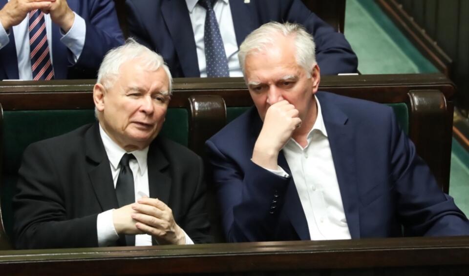 Prezes PiS Jarosław Kaczyński i lider Porozumienia Jarosław Gowin / autor: PAP/Tomasz Gzell