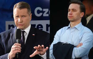 Przemysław Czarnek (PiS) i Krzysztof Bosak (Konfederacja) / autor: PAP/Radek Pietruszka; PAP/Łukasz Gągulski
