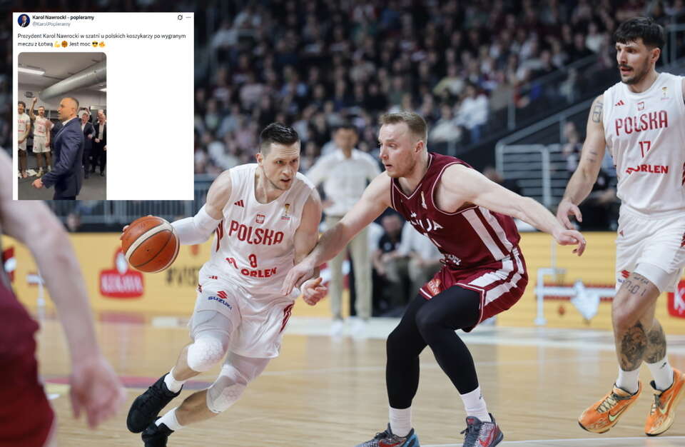 Mateusz Ponitka podczas meczu z Łotwą / autor: PAP/EPA