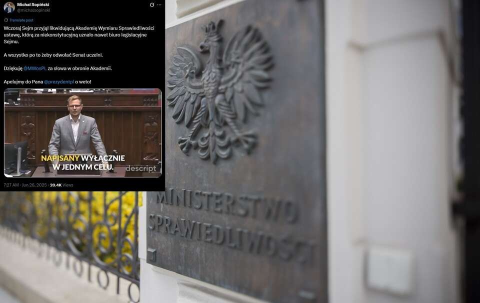 Ministerstwo Sprawiedliwości / autor: Fratria/X:@michalsopinski