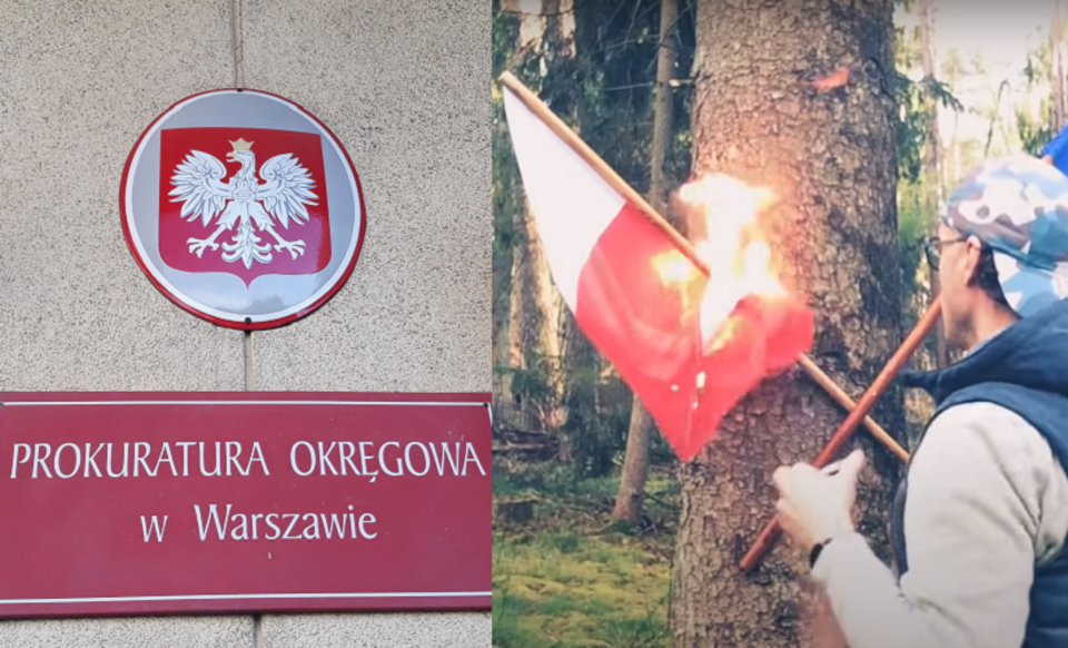 Podpalenie flagi Polski / autor: Fratria; YouTube