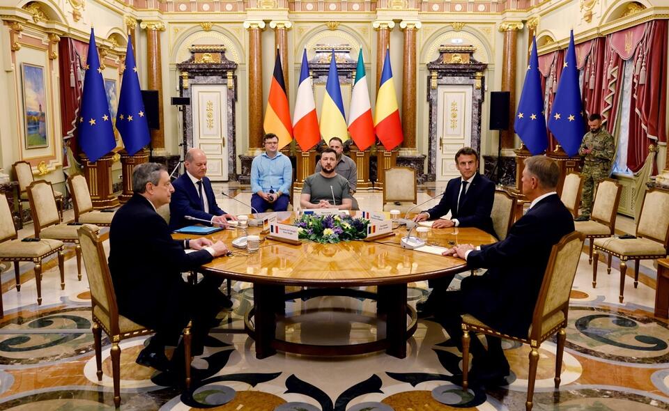 Rozmowy przywódców Niemiec, Francji, Włoch i Rumunii z prezydentem Ukrainy / autor: PAP/EPA