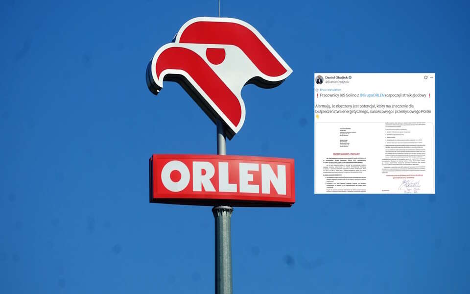 Na zdjęciu logo Orlen oraz wpis Daniela Obajtka (screen z X) / autor: Fratria/X-Daniel Obajtek (screen)
