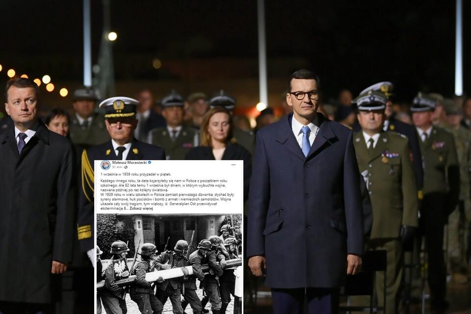 Premier Mateusz Morawiecki na Westerplatte / autor: PAP/Adam Warżawa; Facebook/Mateusz Morawiecki