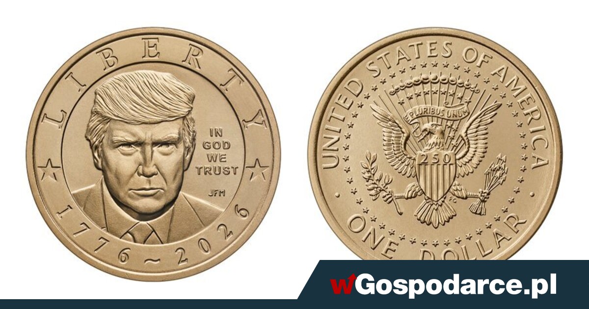 Złota moneta z portretem Trumpa
